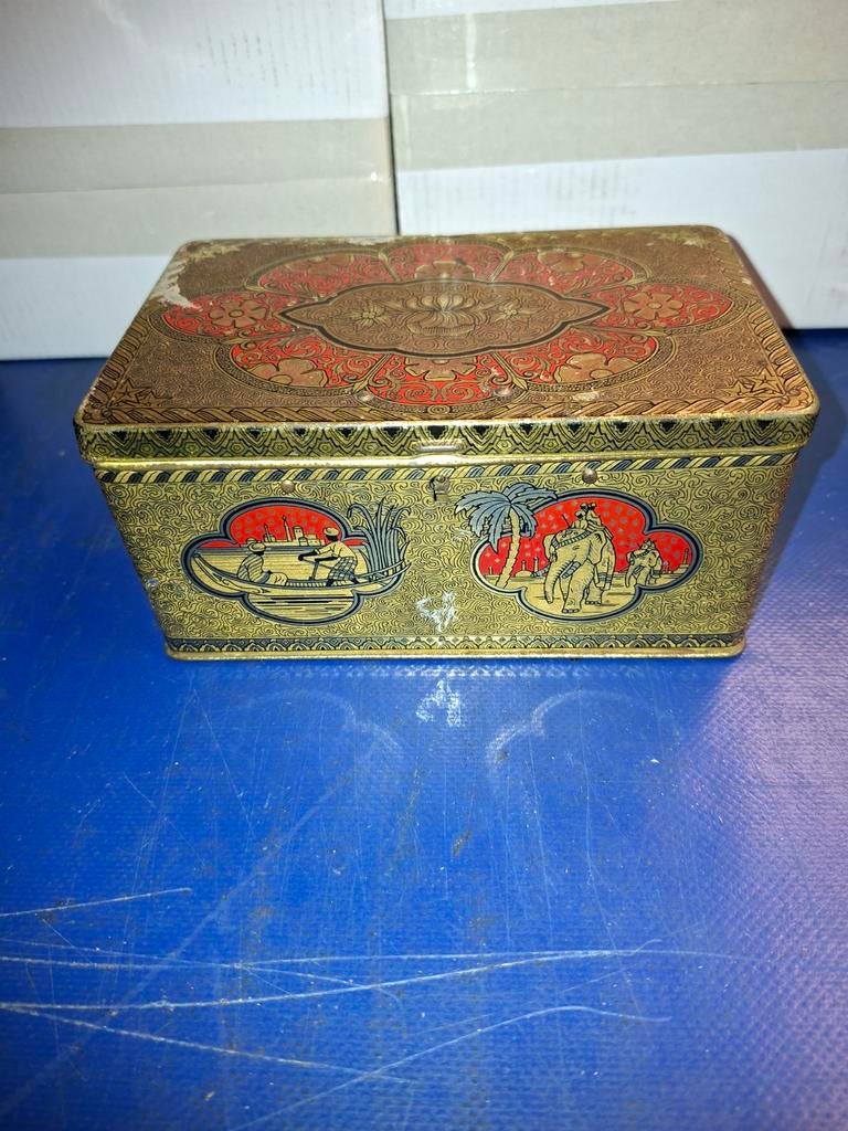 Oud spaar blik De Gruyter 30-40er jaren, Verzamelen, Blikken, Ophalen of Verzenden