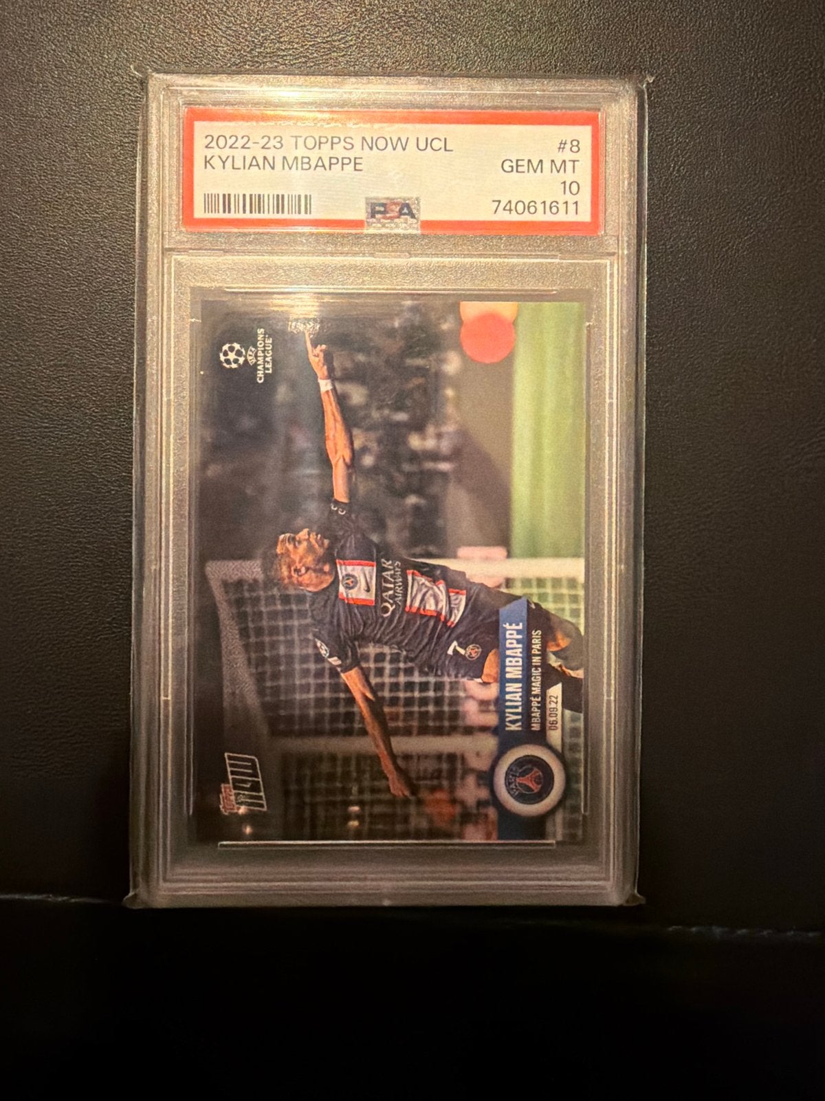 Kylian Mbappé PSG Topps Now UCL PSA 10 - Pop 2!, Ophalen of Verzenden, Nieuw, Buitenlandse clubs, Spelerskaart