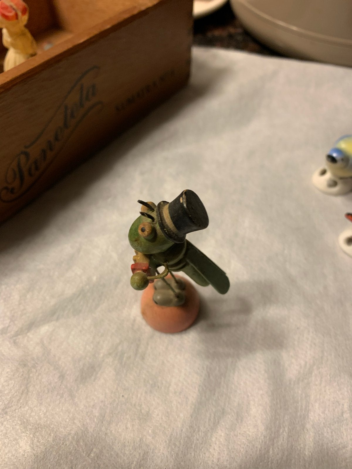 Ertzgebirge Krekel met Accordeon - Vintage Houten Figuur, Gebruikt, T, Ophalen of Verzenden, N