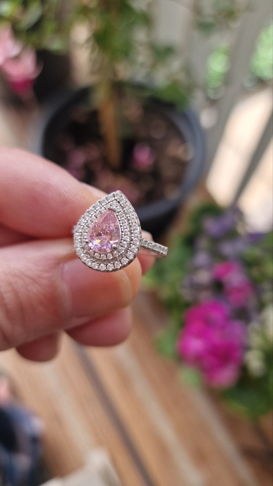 Prachtige zilveren ring met roze en witte edelstenen, Sieraden, Tassen en Uiterlijk, Ringen, Nieuw, Ophalen of Verzenden, 17 tot 18