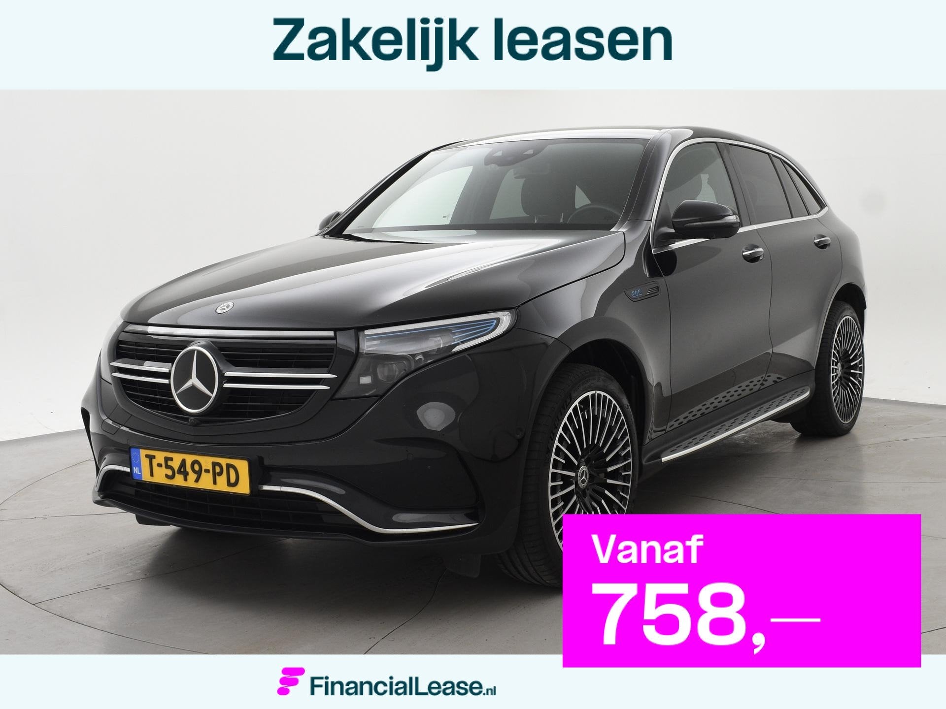 Mercedes-Benz EQC 400 4MATIC 408 PK AMG LINE 97% SOH + 21 IN, Automaat, Zwart, 80 kWh, Leder en Stof