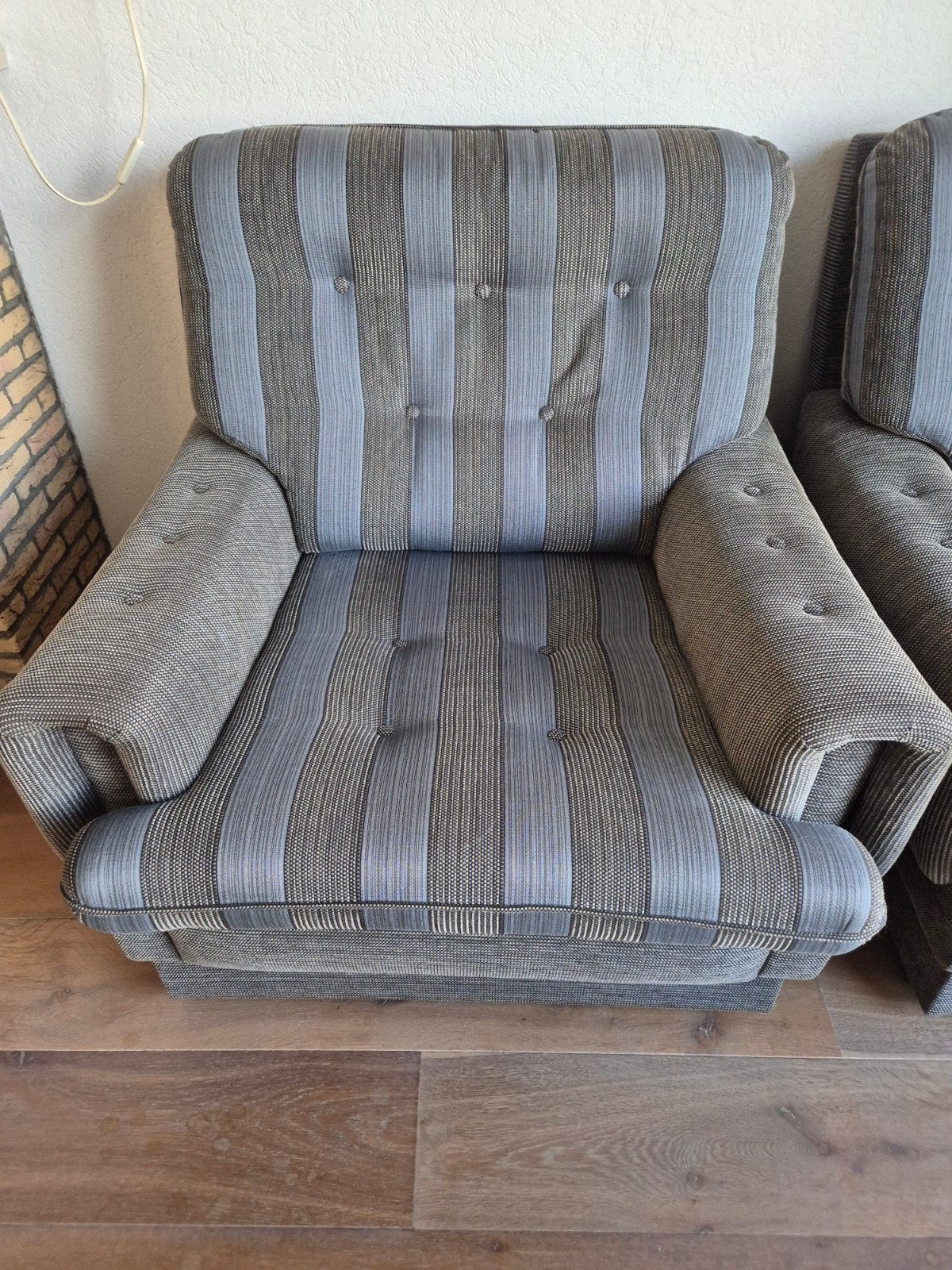 Comfortabele 3-zitsbank met 2 fauteuils - grijs blauw, Ophalen, Gebruikt, 150 tot 200 cm, Driepersoons
