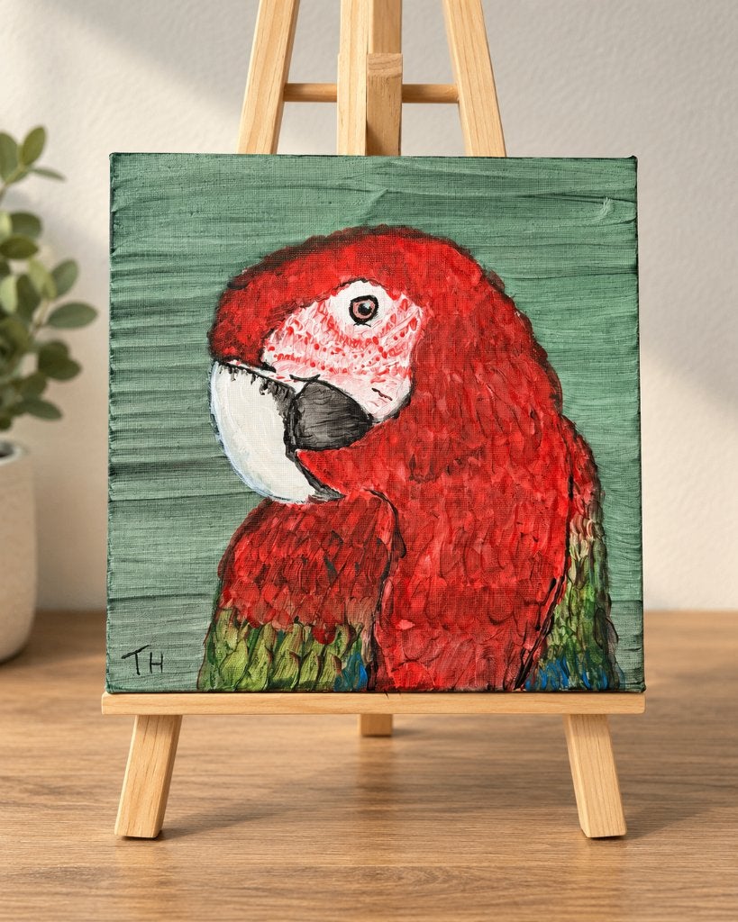 handgeschilderd schilderij van een Ara, Antiek en Kunst, Kunst | Schilderijen | Abstract, Ophalen of Verzenden