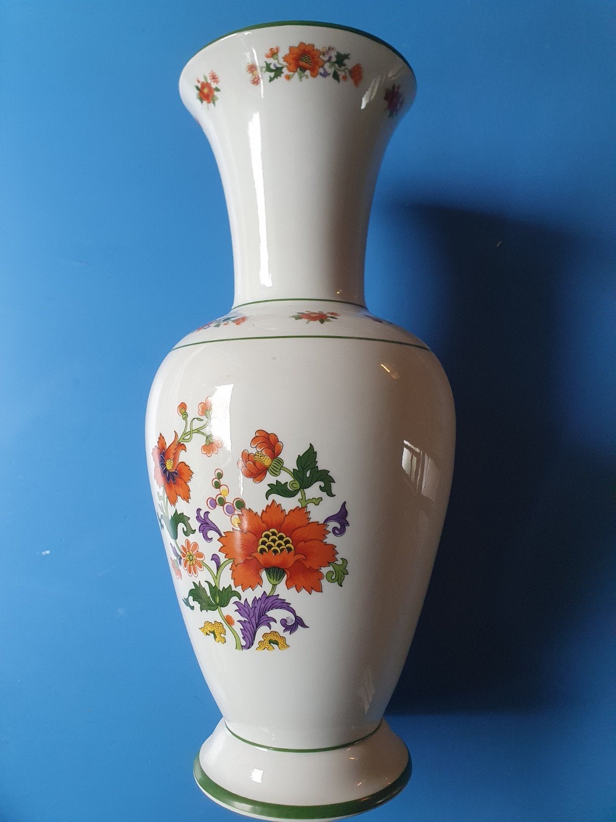 42 cm hoge Limoges Porseleinen Vaas met Bloemmotief, Ophalen of Verzenden