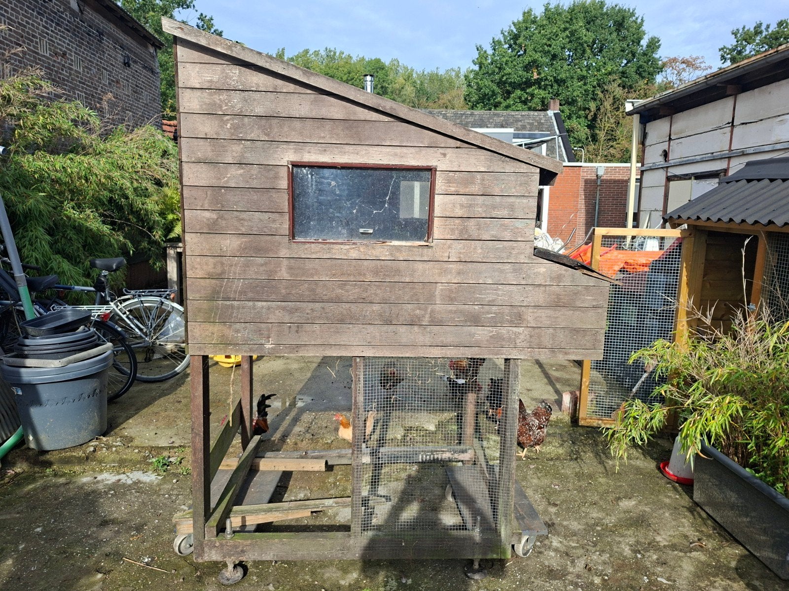 Handgemaakt, hardhouten kippenhok, Ophalen, Gebruikt, Hout