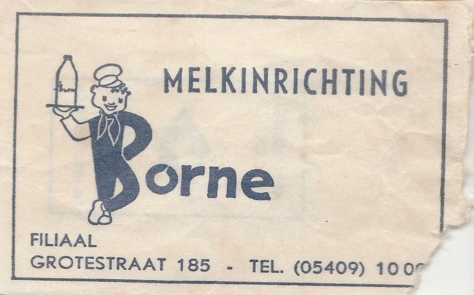 Melkinrichting Grotestraat Borne - klompen boer fles melk, Ophalen of Verzenden