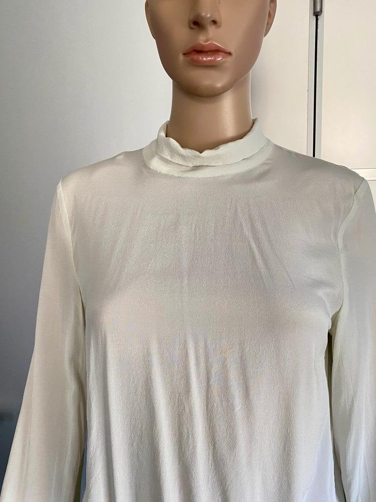i514 Patrizia Pepe maat 38=M zijden blouse top gebr. wit, Maat 38/40 (M), Wit, Ophalen of Verzenden, Zo goed als nieuw