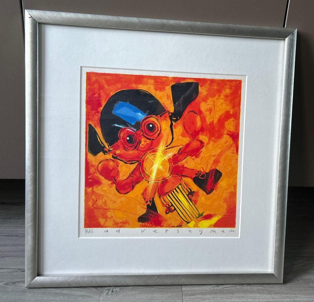 Zeefdruk Ad Verstijnen ingelijst, Antiek en Kunst, Genummerd, Ophalen of Verzenden, Zeefdruk