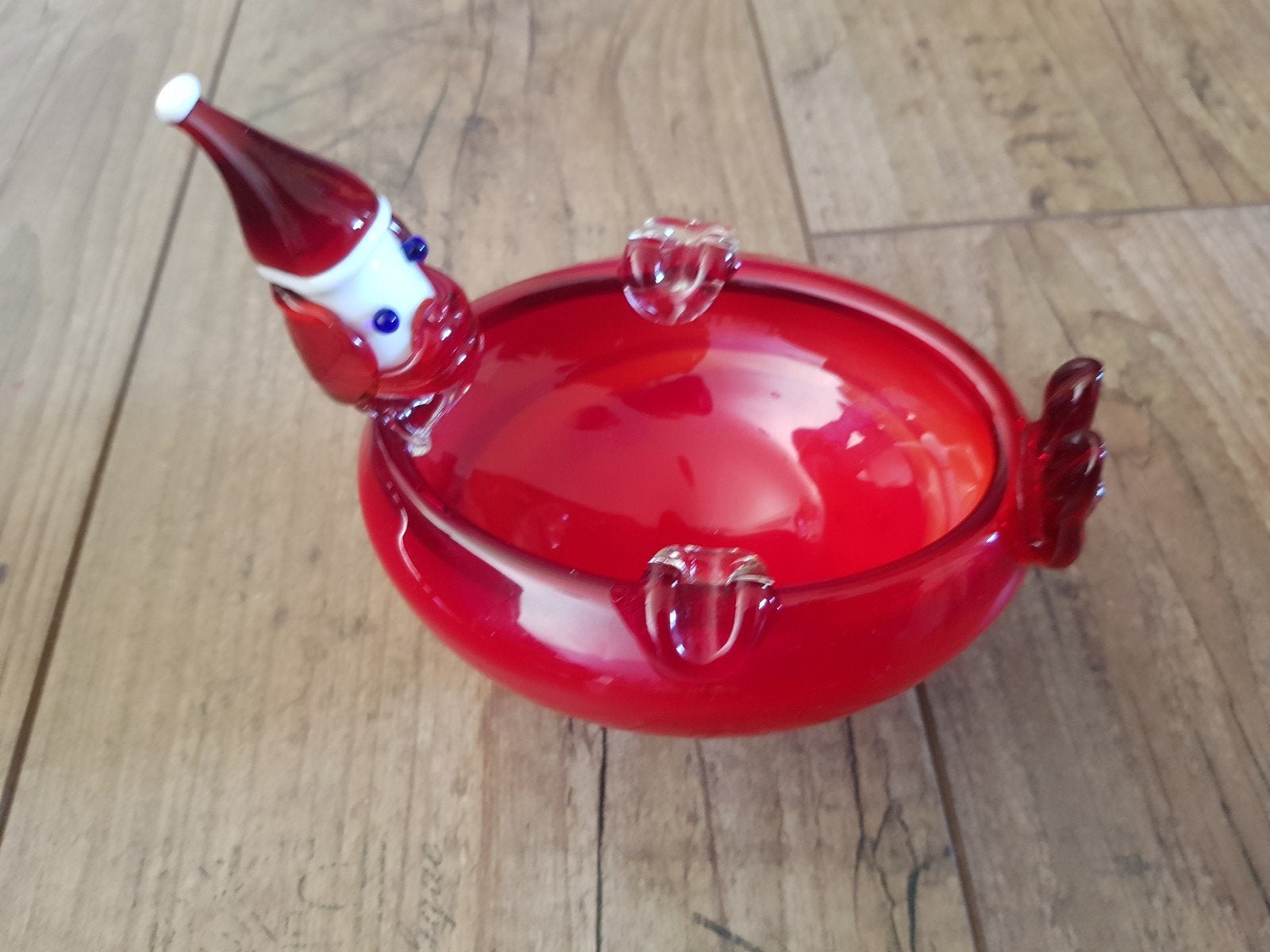 Murano asbak pipo / clown uit de jaren 70 rood, Glas, Object, Handgemaakt, Ophalen of Verzenden