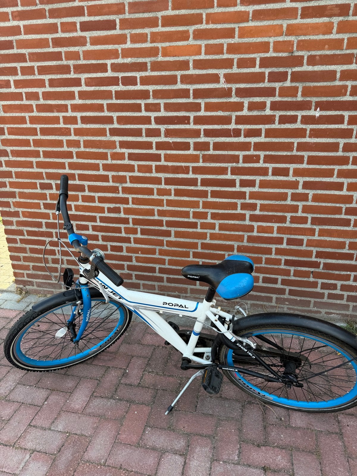 Popal kinderfiets 24 inch - wit/blauw, Ophalen, Gebruikt, Velgrem, 20 inch of meer