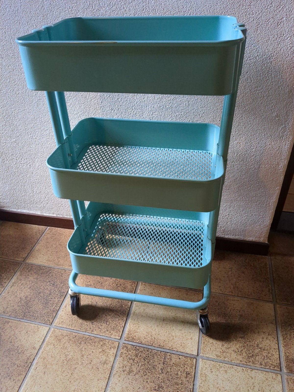 Handige Keukentrolley - 30x41x78 cm - Turquoise, Ophalen, Keukentrolley, Metaal, Gebruikt