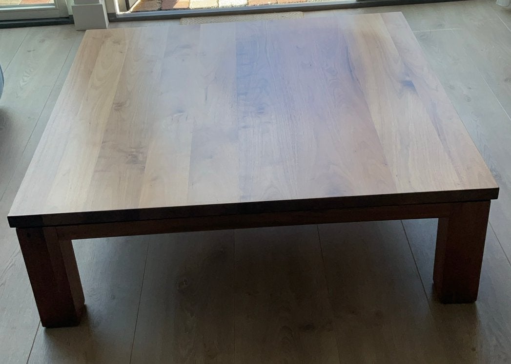 Salontafel Goossens eikenhout 110x110 cm, Ophalen, Gebruikt, 100 tot 150 cm, Eikenhout