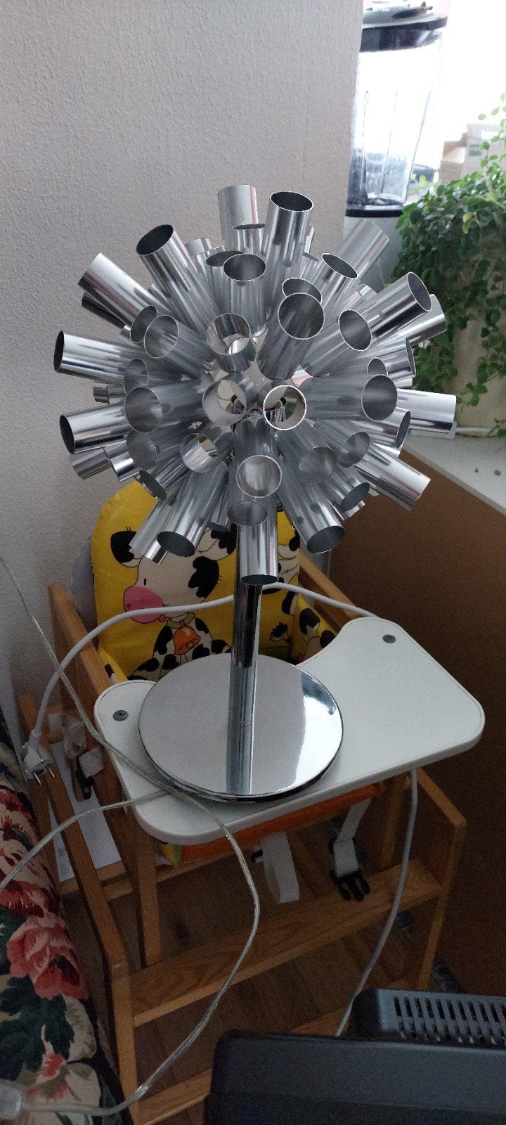 Design Vloerlamp en Tafellamp Set - Chroom Sputnik Stijl, Ophalen, Gebruikt, Overige fittingen, Metaal