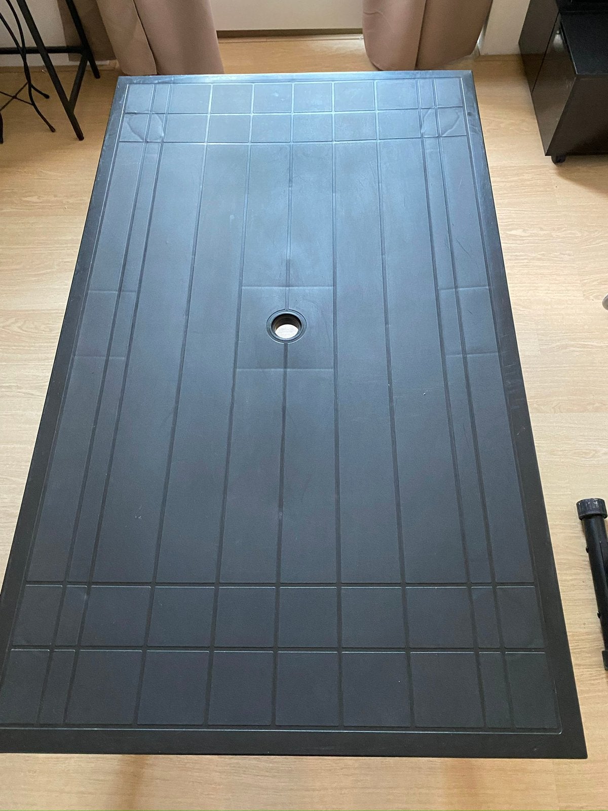 Eenvoudige kunststof Tuintafel+stoelen, handig voor camping, Ophalen, Zo goed als nieuw, Rechthoekig, Kunststof