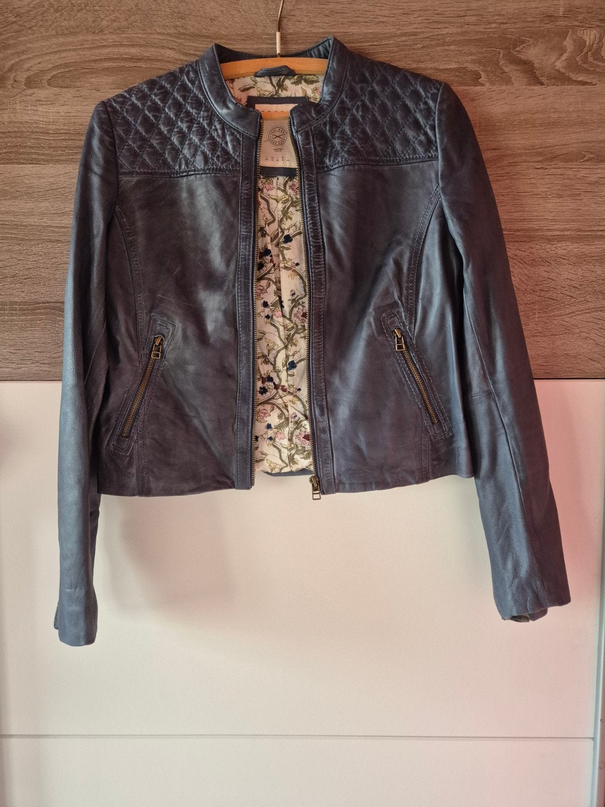 Donkerblauw leren jasje esprit maat 38, Kleding | Dames, Jasjes, Kostuums en Pakken, Blauw, Zo goed als nieuw, Jasje, Esprit