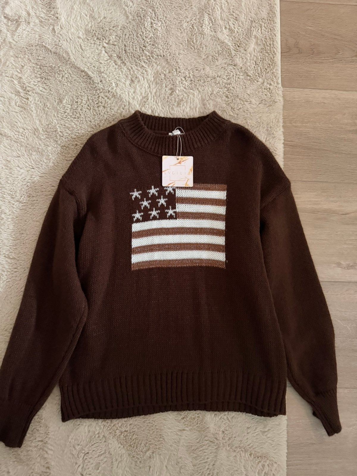 Bruine USA sweater, Ophalen of Verzenden, Nieuw, Maat 38/40 (M), Bruin