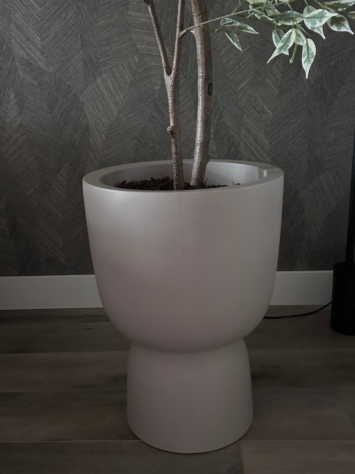 Elho beige bloempot groot., Ophalen, Kunststof, 40 cm of meer, Rond