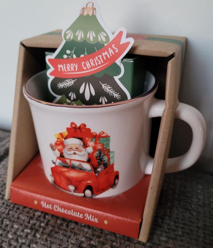 Kerstman beker met hot chocolate mix merry christmas chocola, Diversen, Kerst, Ophalen of Verzenden