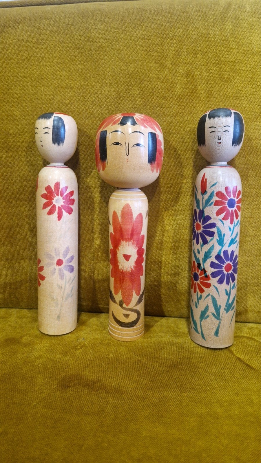 Set van 3 gesigneerde Kokeshi poppen, Verzamelen, Ophalen of Verzenden, Gebruikt