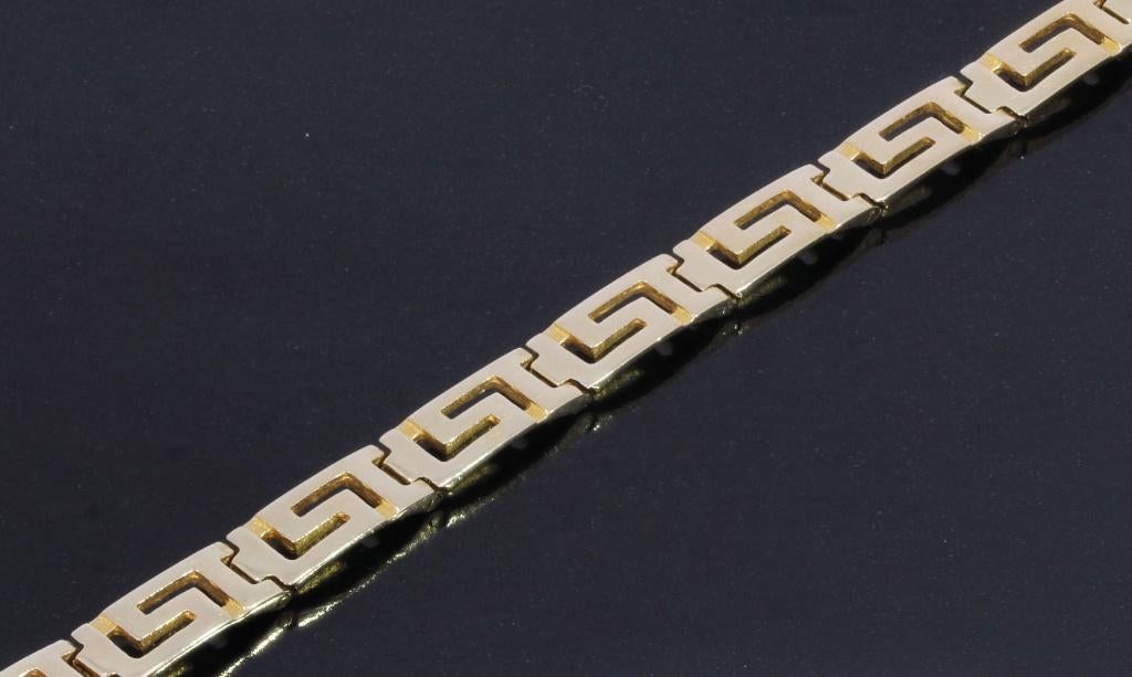 Griekse schakel dames armband 14k goud meander fraai, Sieraden, Tassen en Uiterlijk, Armbanden, Voordeelsieraden, Verzenden, Zo goed als nieuw