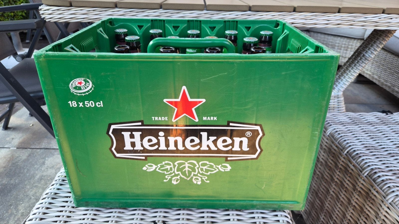 Heineken Pilsener Bier Krat - 18x 50cl Flessen, Ophalen, Flesje(s), Heineken