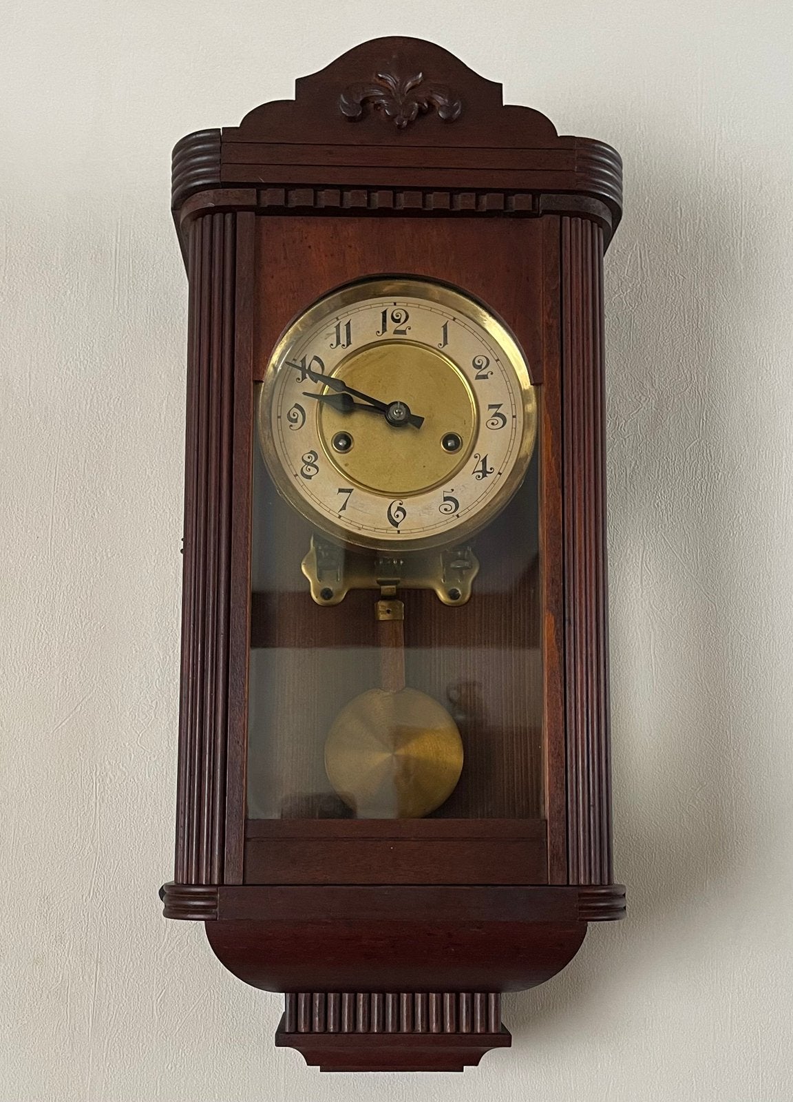 Junghans antieke 1900s regulateur slinger wandklok mahonie, Ophalen of Verzenden