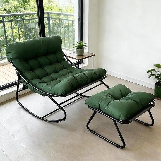 Schommelstoel Groen – Rocking Chair – Schommelstoel Met Kruk, Corvance B.V., Verzenden, Nieuw, Corvancebol@gmail.com