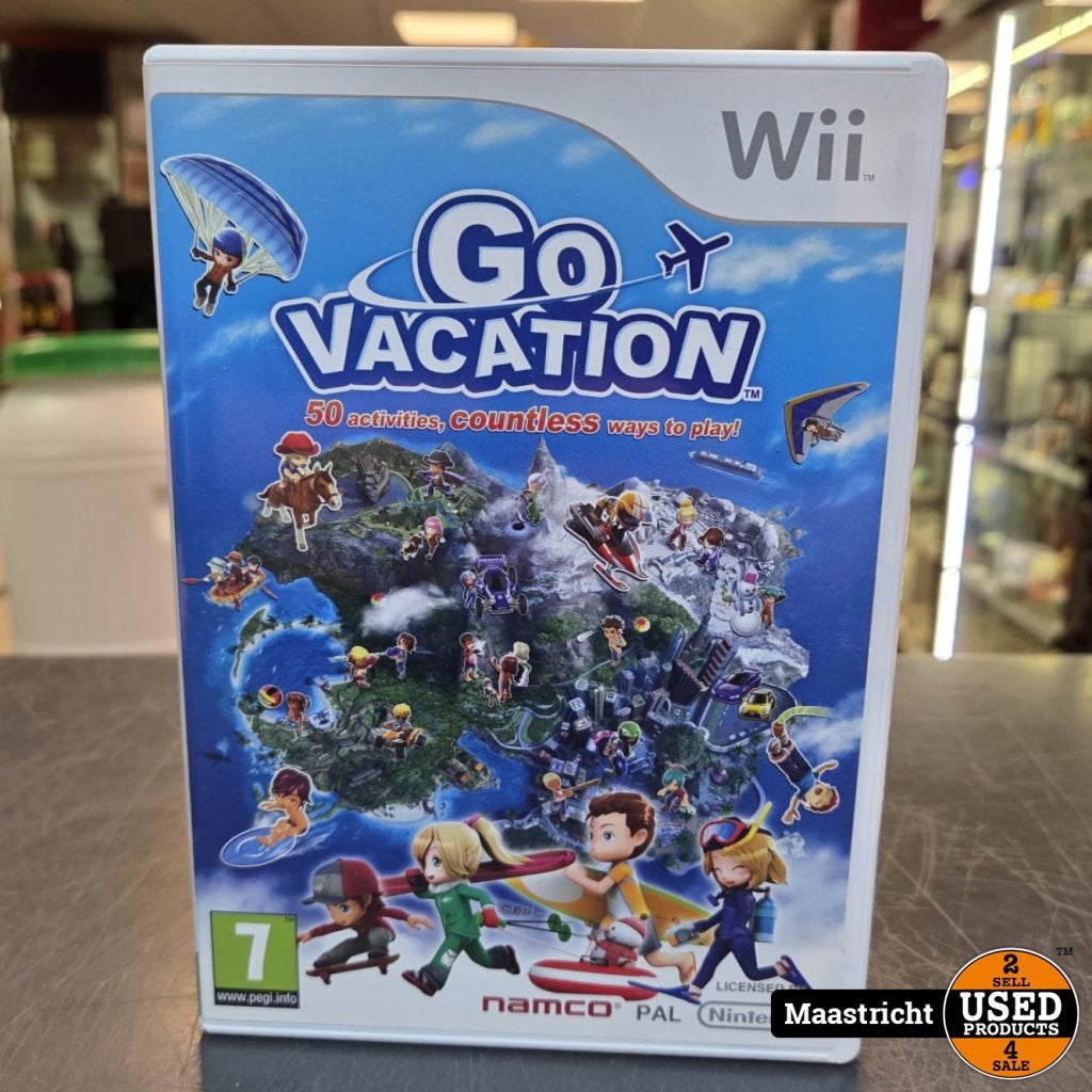 Wii Game | Go Vacation, Nintendo, Gebruikt, Support@nintendo.com, 11-1 Hokotate-cho, Kamitoba, Minami-ku
Kyoto 601-8501
Japan