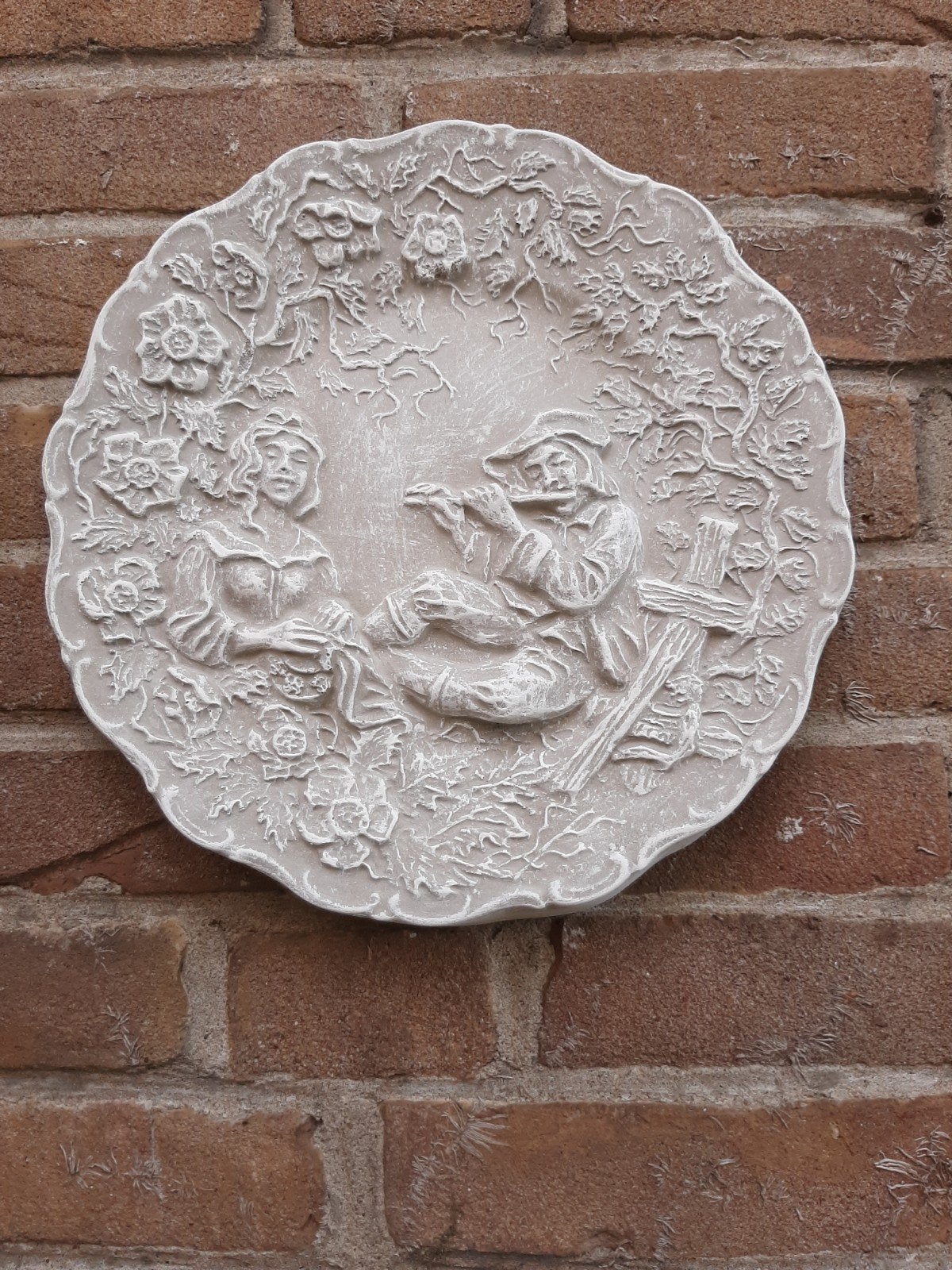 Romantische wanddecoratie betonnen beeld tuinbeeld, Ophalen of Verzenden