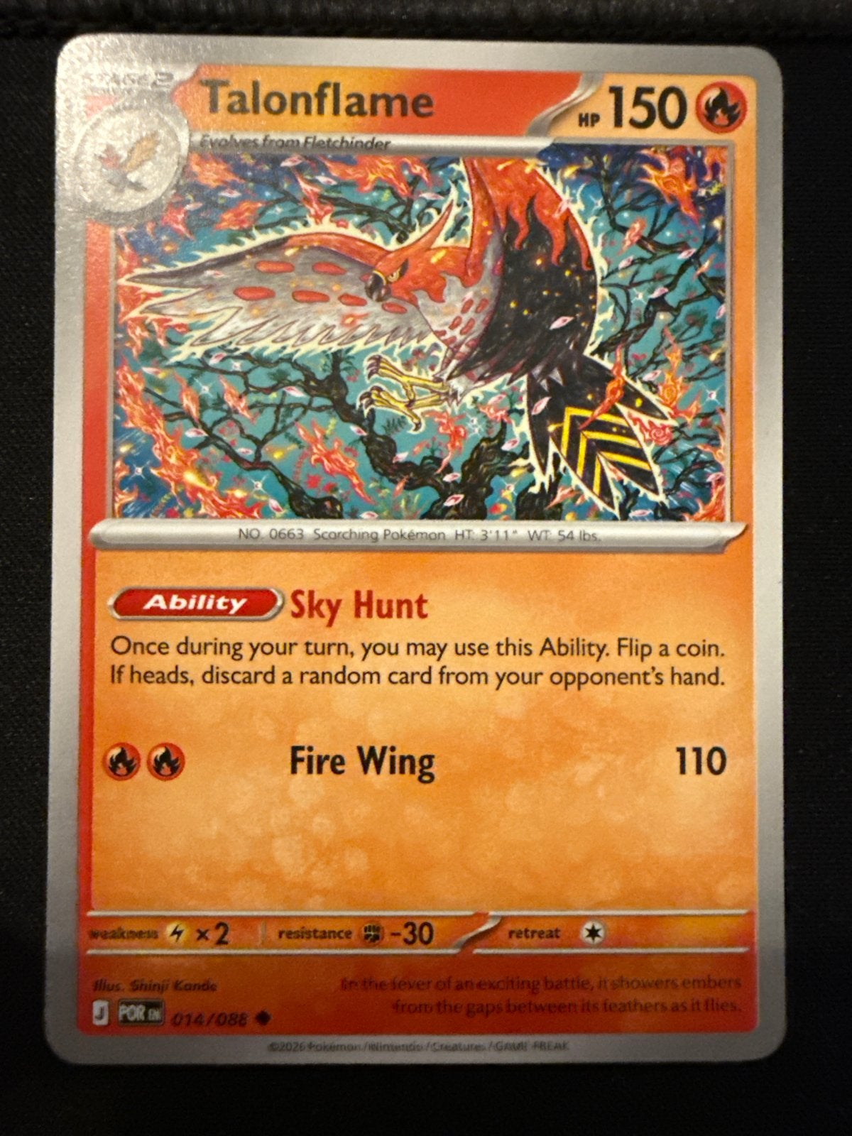 Pokémon Kaart Talonflame 014/088 - Zeldzaam, Ophalen of Verzenden, Zo goed als nieuw, Losse kaart