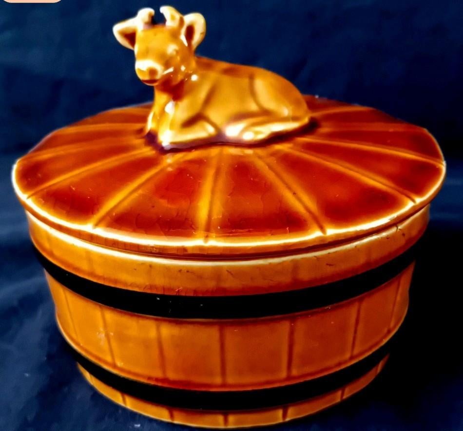 Vintage keramische koeien-botervloot, Ophalen of Verzenden