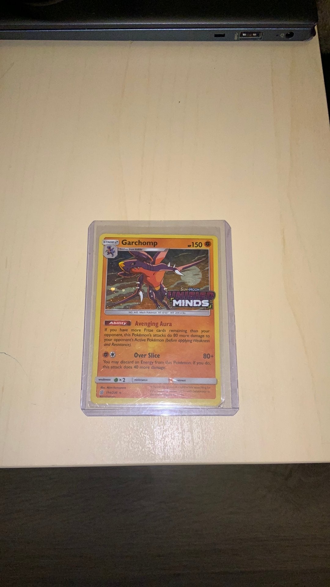 Pokemon tcg garchomp 114 unified minds stamped exclusively., Ophalen of Verzenden, Zo goed als nieuw, Losse kaart