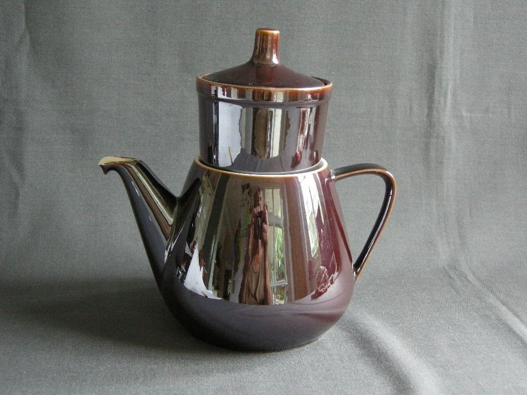 Villeroy & Boch bruin filterpot met stampertjes, Antiek en Kunst, Ophalen of Verzenden