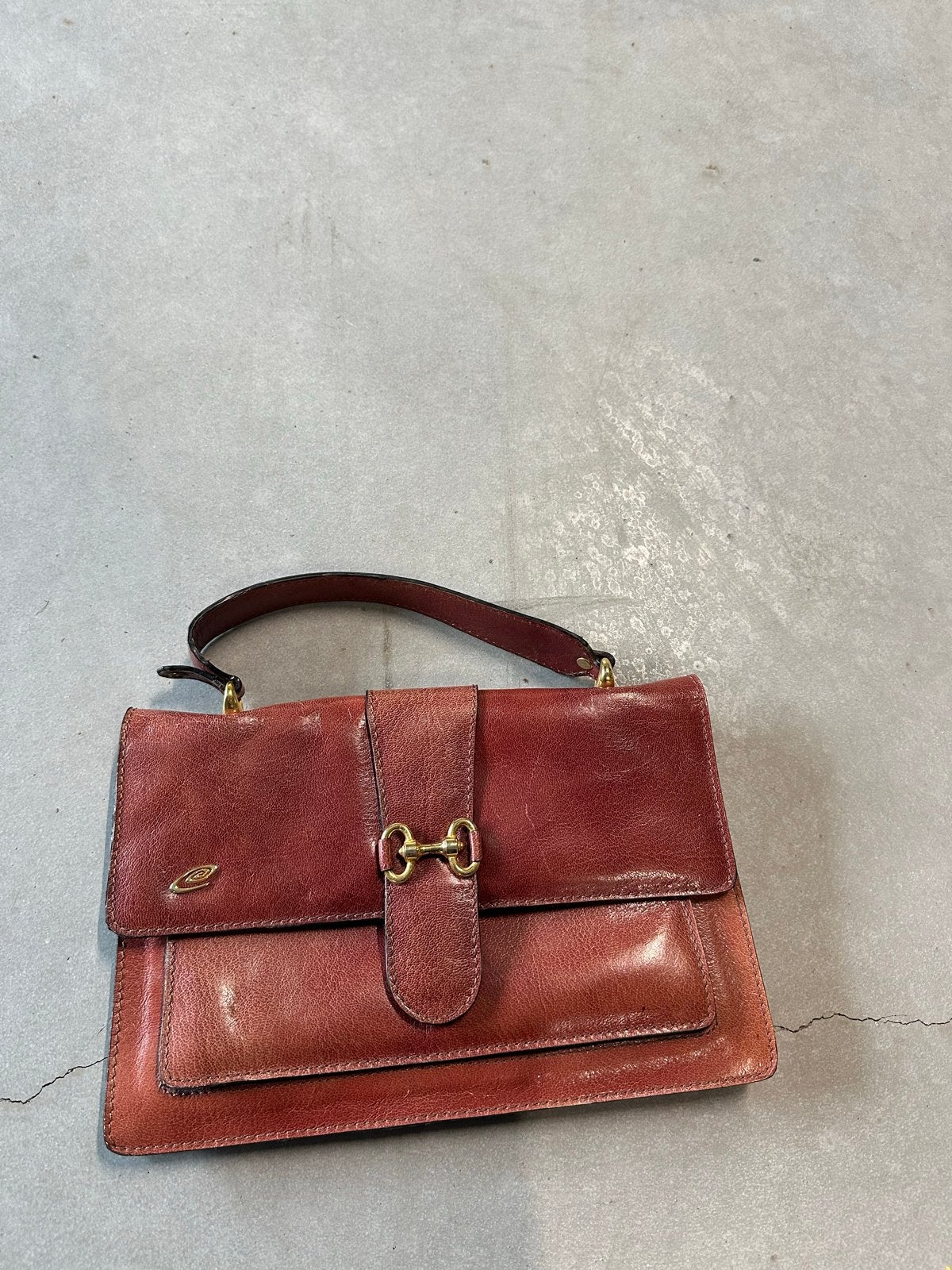 Vintage Esteve Handtas - Bordeauxrood Leer, Ophalen of Verzenden, Gebruikt, Rood, Handtas