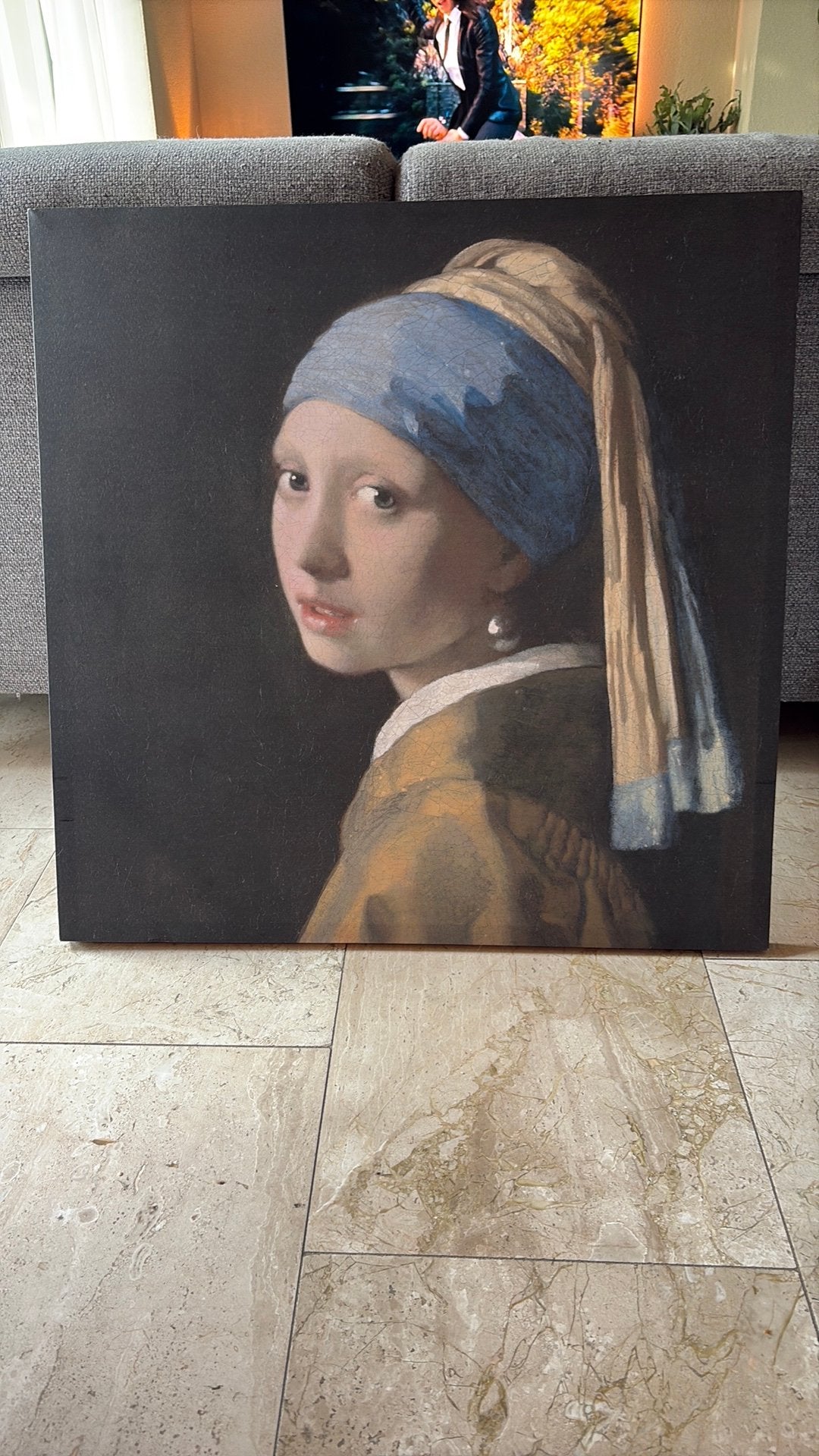 Canvas meisje met de Parel 80x80, Huis en Inrichting, Ophalen, Zo goed als nieuw, 75 tot 100 cm, Schilderij