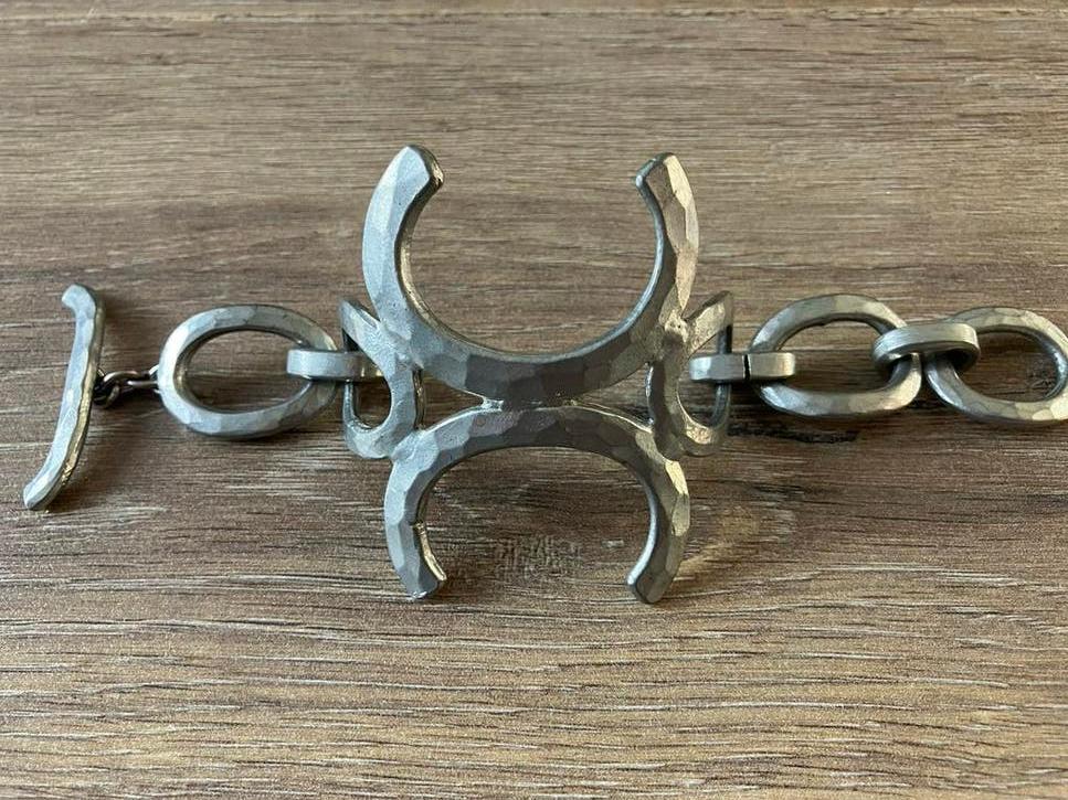 Vintage Bent Larsen Armband - Uniek Design, Ophalen, Gebruikt, Zilver, Overige materialen