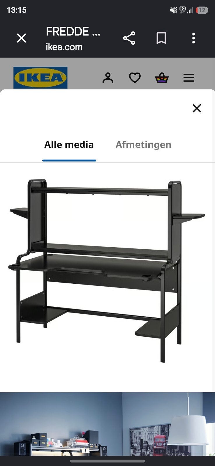 IKEA FREDDE gaming bureau zwart - Goede staat, Huis en Inrichting, Bureaus, Ophalen
