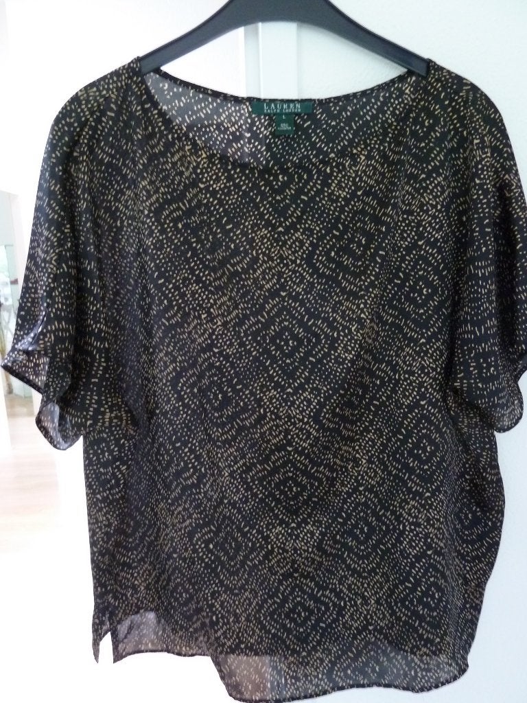 Zwarte/goud kleurige top L, Zwart, Maat 42/44 (L), Ophalen of Verzenden, Zo goed als nieuw