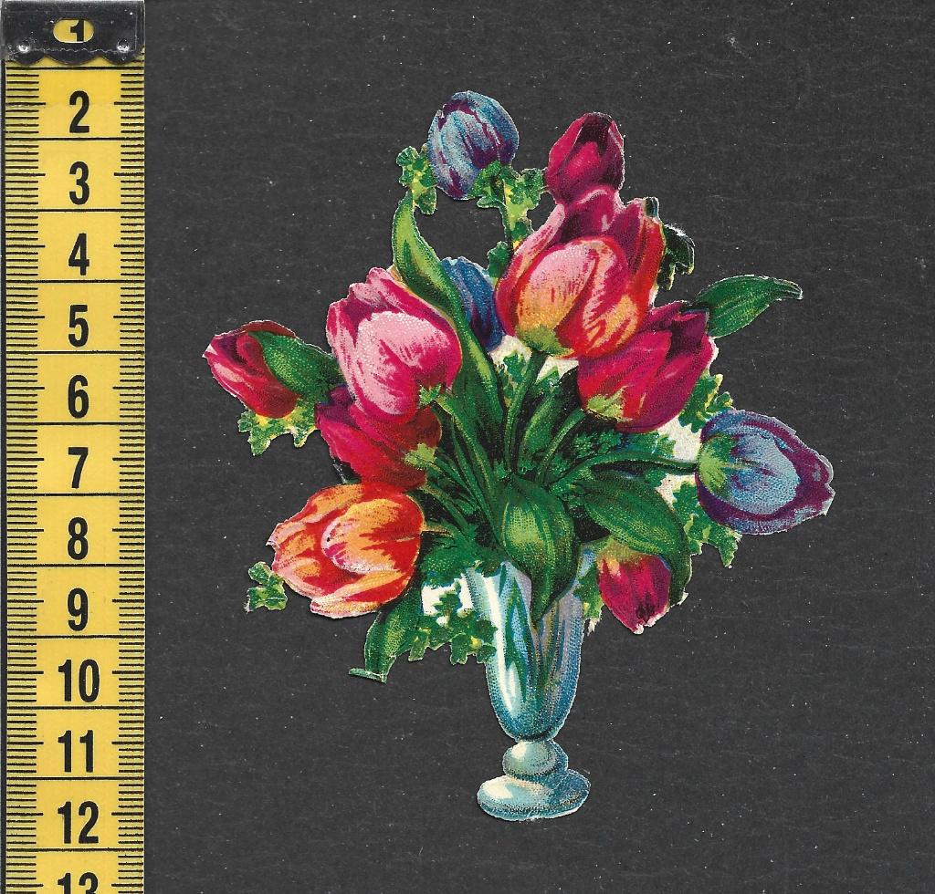 Tulpen in Vaas antiek poezieplaatje (728), Ophalen of Verzenden