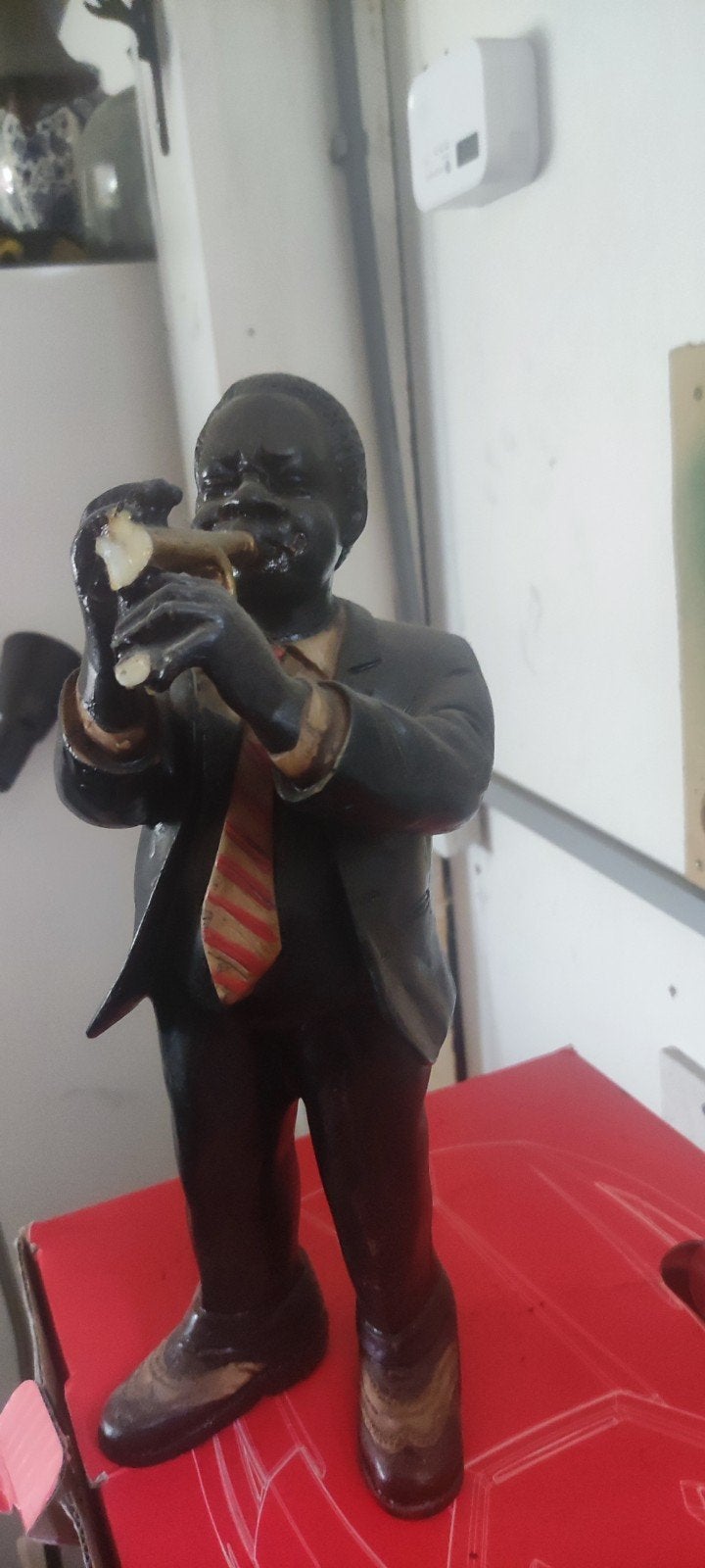Vintage Beeld Trompettist - Jazz Muzikant Figuur, Ophalen, Beeld, Beschilderd, Man
