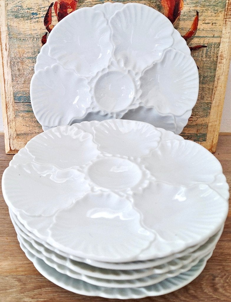 Set van 6 oesterborden, Porcelaine de Baudour, Ophalen of Verzenden