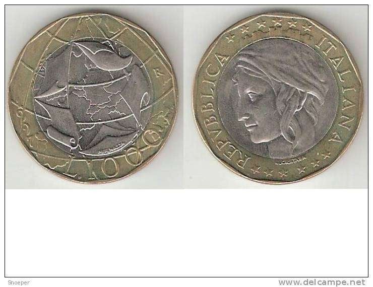 italy 1000 lira 1997 km 194 xf+, Postzegels en Munten, Verzenden, Italië, Losse munt