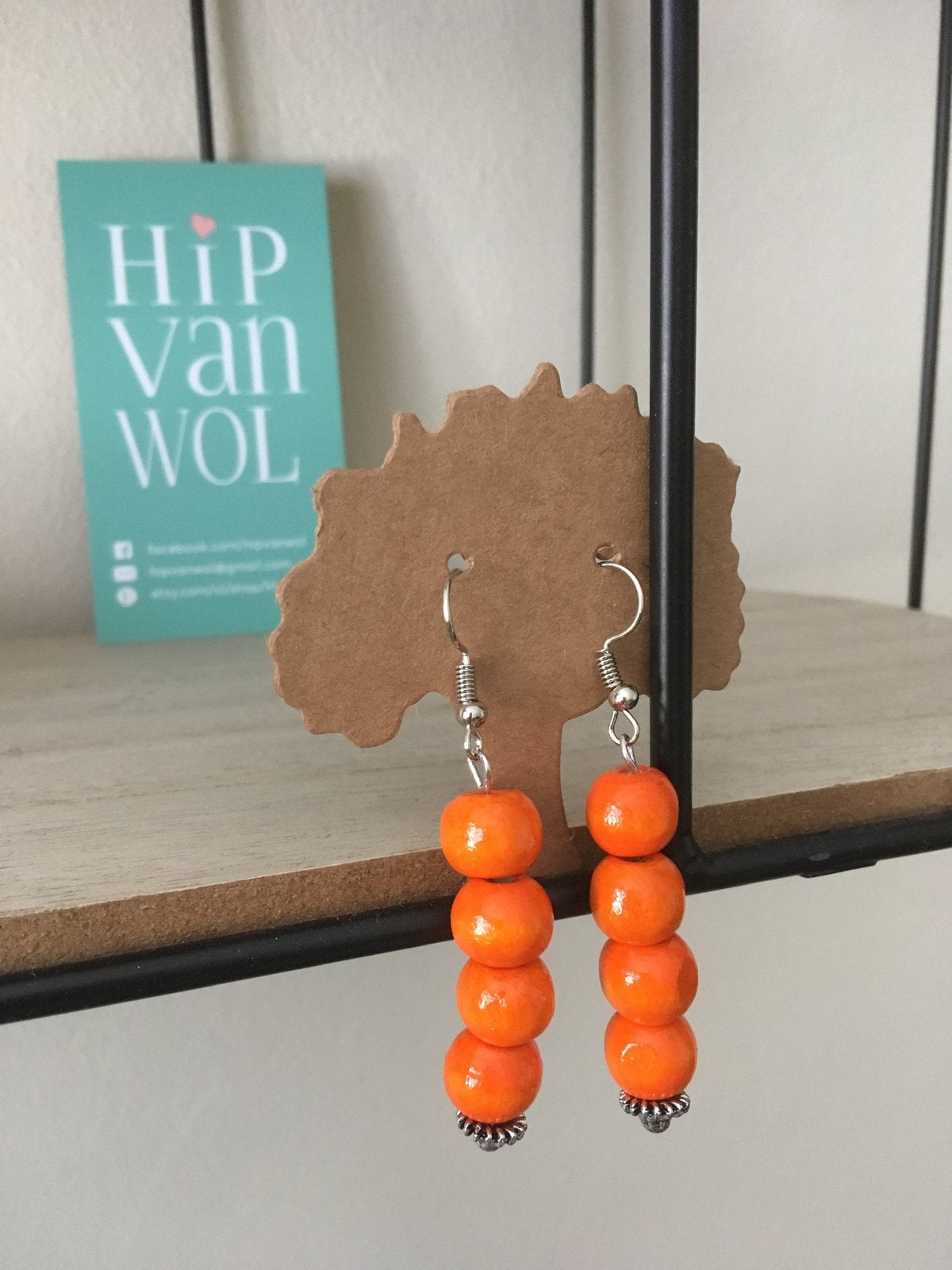 Oranje oorbellen, Overige materialen, Hangers, Nieuw, Oranje