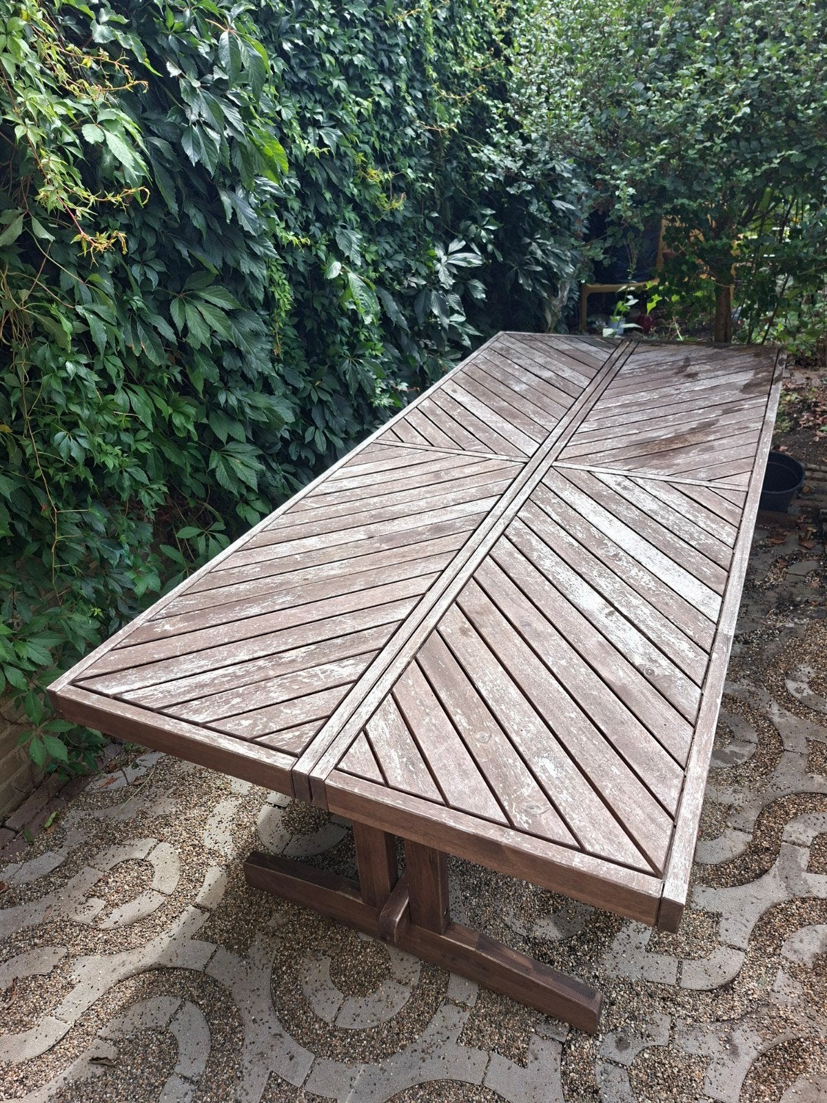 NORRMANSÖ houten tuintafel - 220x100cm Gebruikt, Ophalen, Gebruikt, Rechthoekig, Hout