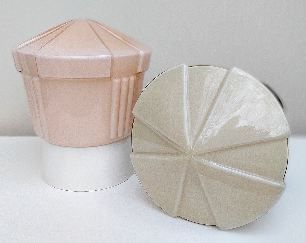 2x Antiek Glazen Jugendstil Thabur Lamp Bollamp Plafondlamp, Antiek en Kunst, Antiek | Lampen, Ophalen of Verzenden