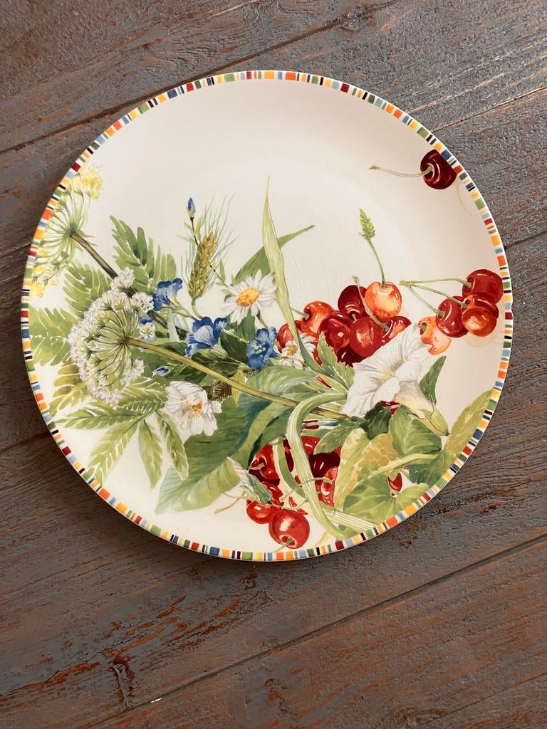 Gien Cherry bord - Prachtig decoratief bord, Antiek en Kunst, Antiek | Servies los, Ophalen of Verzenden