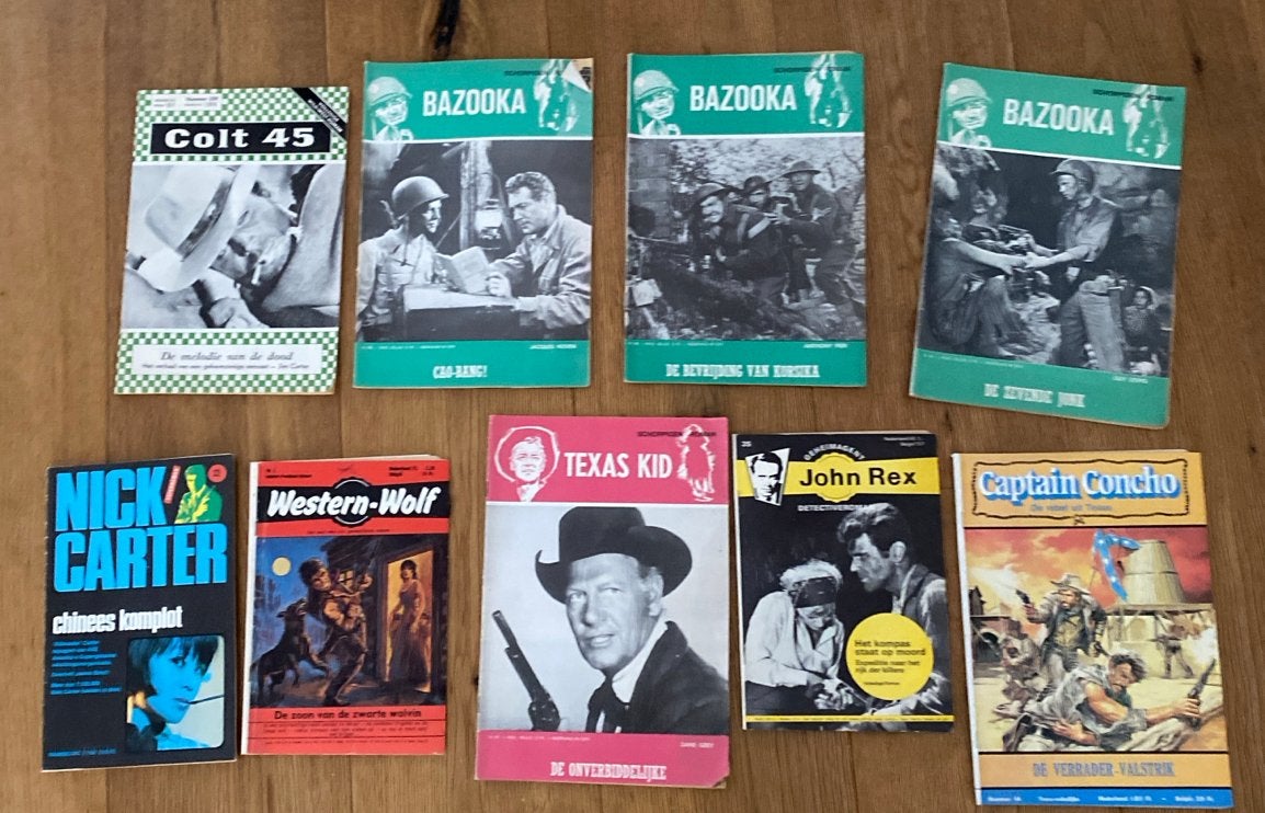 Diverse boekjes: Bazooka, Colt 45, Nick Carter en meer, Ophalen, Gelezen