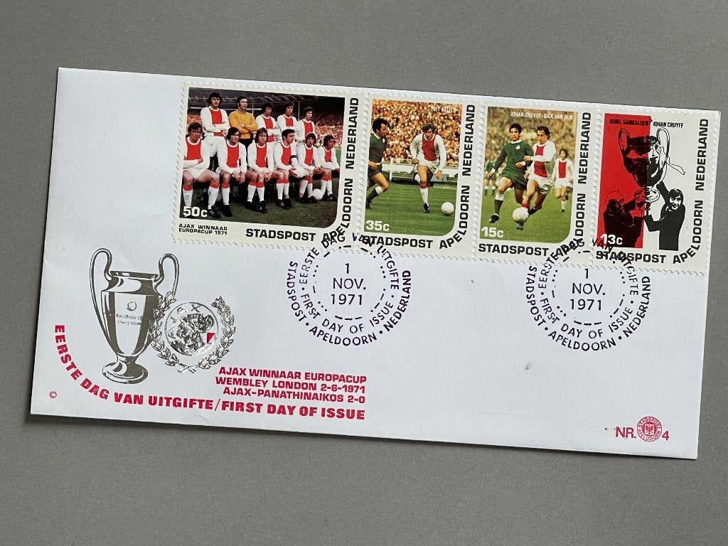 Ajax Europacup I winnaar 1971 (FDC Stadspost Apeldoorn), Ophalen of Verzenden, Onbeschreven, Nederland