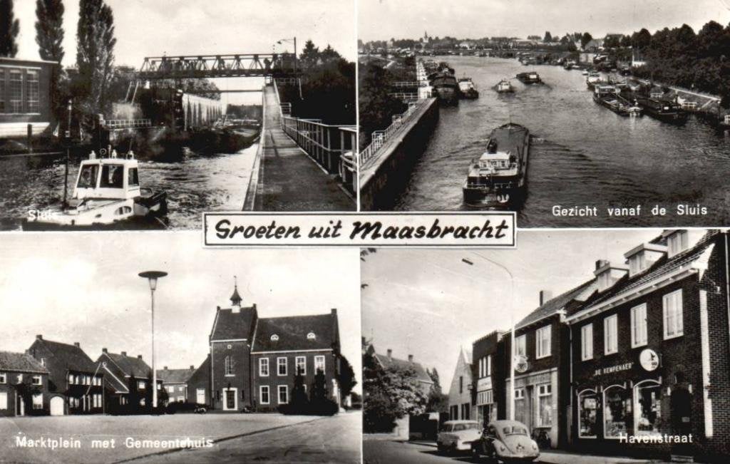 Maasbracht (L) Groeten uit - 4 Vensterkaart uit 1963, Ophalen, 1960 tot 1980, Gelopen, Limburg