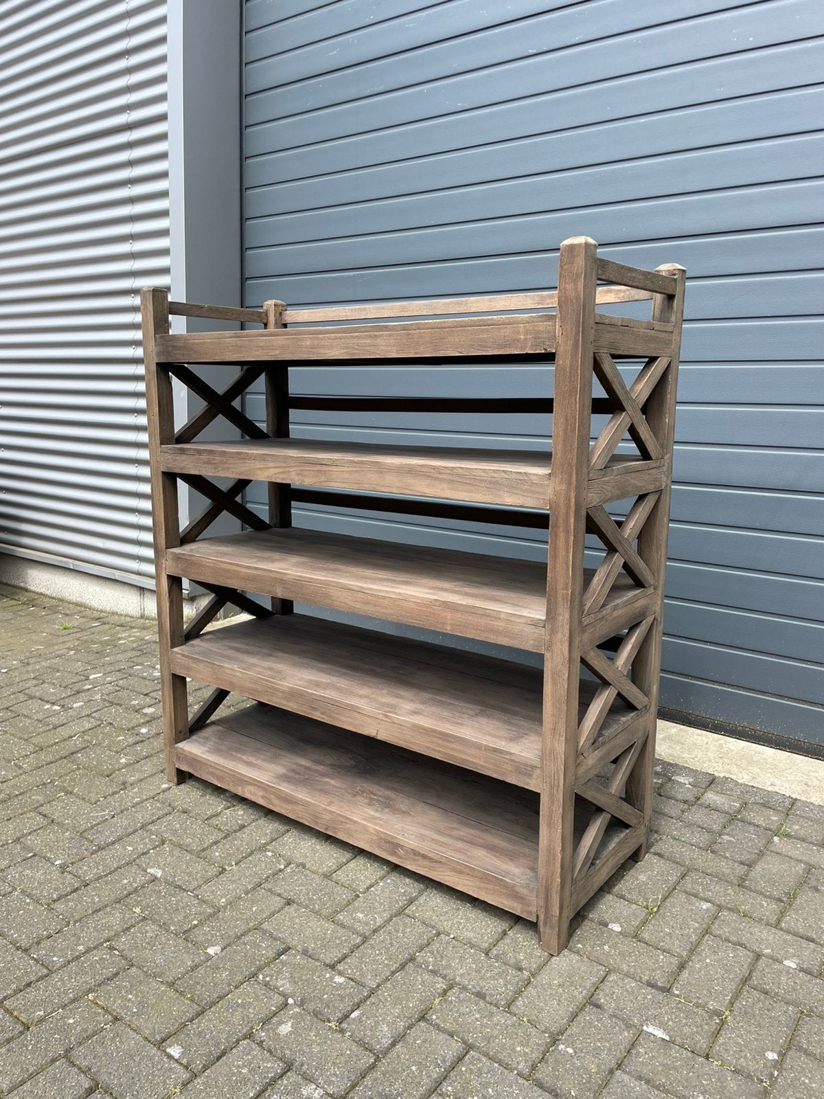 Antieke teakhouten stellingkast/rek, Huis en Inrichting, Ophalen of Verzenden, Zo goed als nieuw, Hout